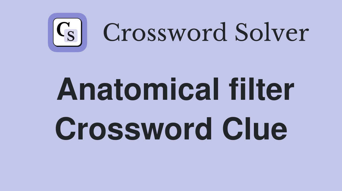 Anatomical filter Crossword Clue Answers Crossword Solver